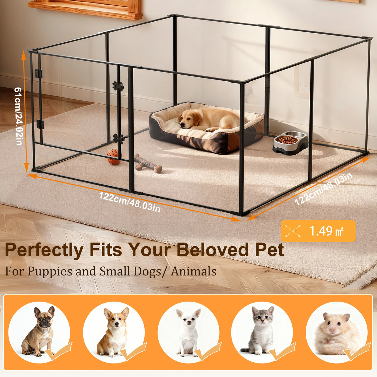 Large Acrylic Dog Playpen Enclosure Indoor Pet Cage Fence Cat Kitten Rabbit Bunny Hedgehog Pet Whelping Box Full Visibility
