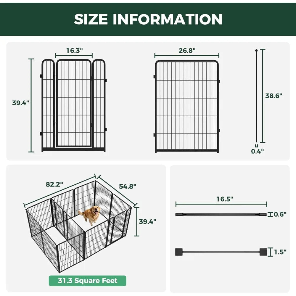 Homeplus Unleashed Indoor Dog Playpen - Stress-Free and Safe Play, Heavy Duty 40 Inch 12 Panels with Connectors,Customized