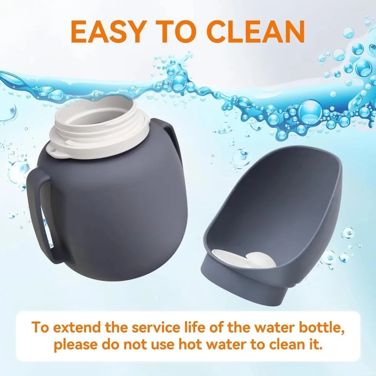 Silicone Dog Water Bottle,2-in-1 Foldable&Leakproof,BPA-Free,Ideal for Hiking,Car Travel & Training,with Carabiner,800ml