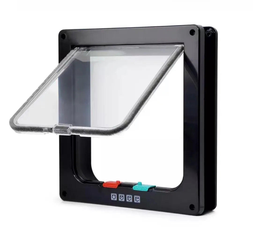Dog Cat Flap Door For Dog Cat Kitten With 4 Way Lock Security Flap Door Cat Puppy Safety Gate Small Pet Supplies ABS Plastic