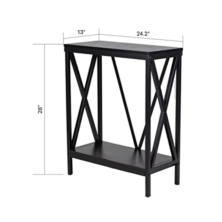 20 Gallon Metal/Wood, Aquarium Stand, Console Table, 24.2" L x 28" W, Black
