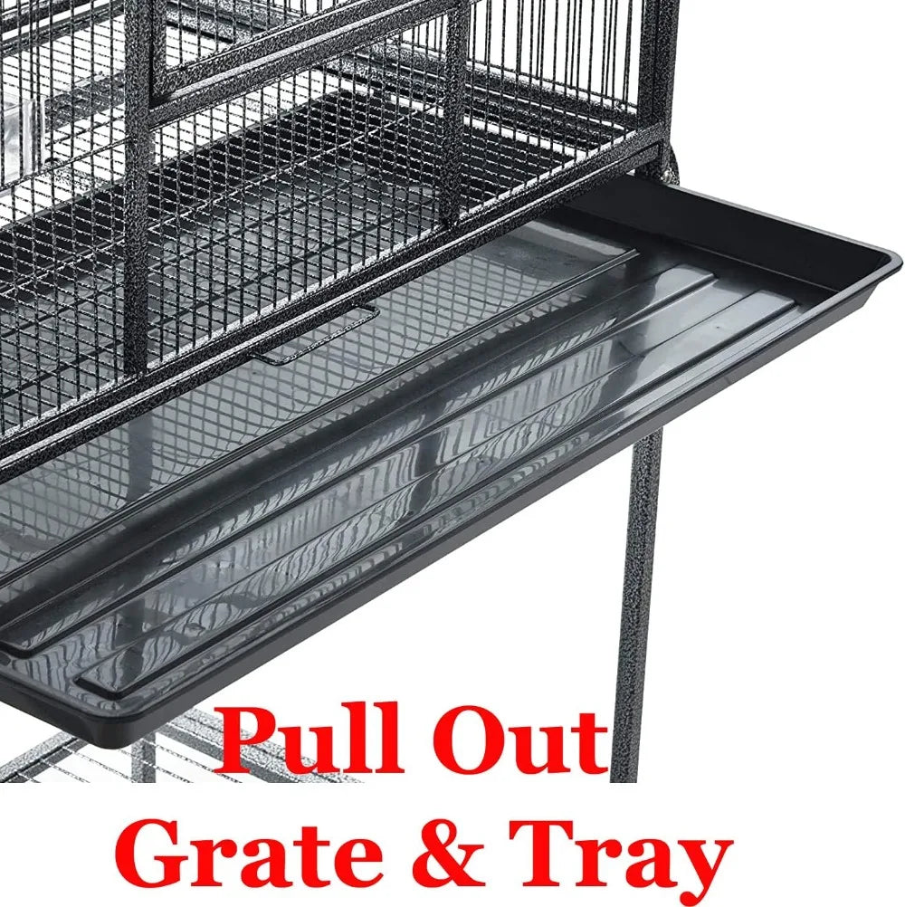 54" Large 4-Level Chew-Proof Small Animal Cage with Rolling Stand, 1/2" Wire Spacing for Ferret, Squirrel, Chinchilla, Rat