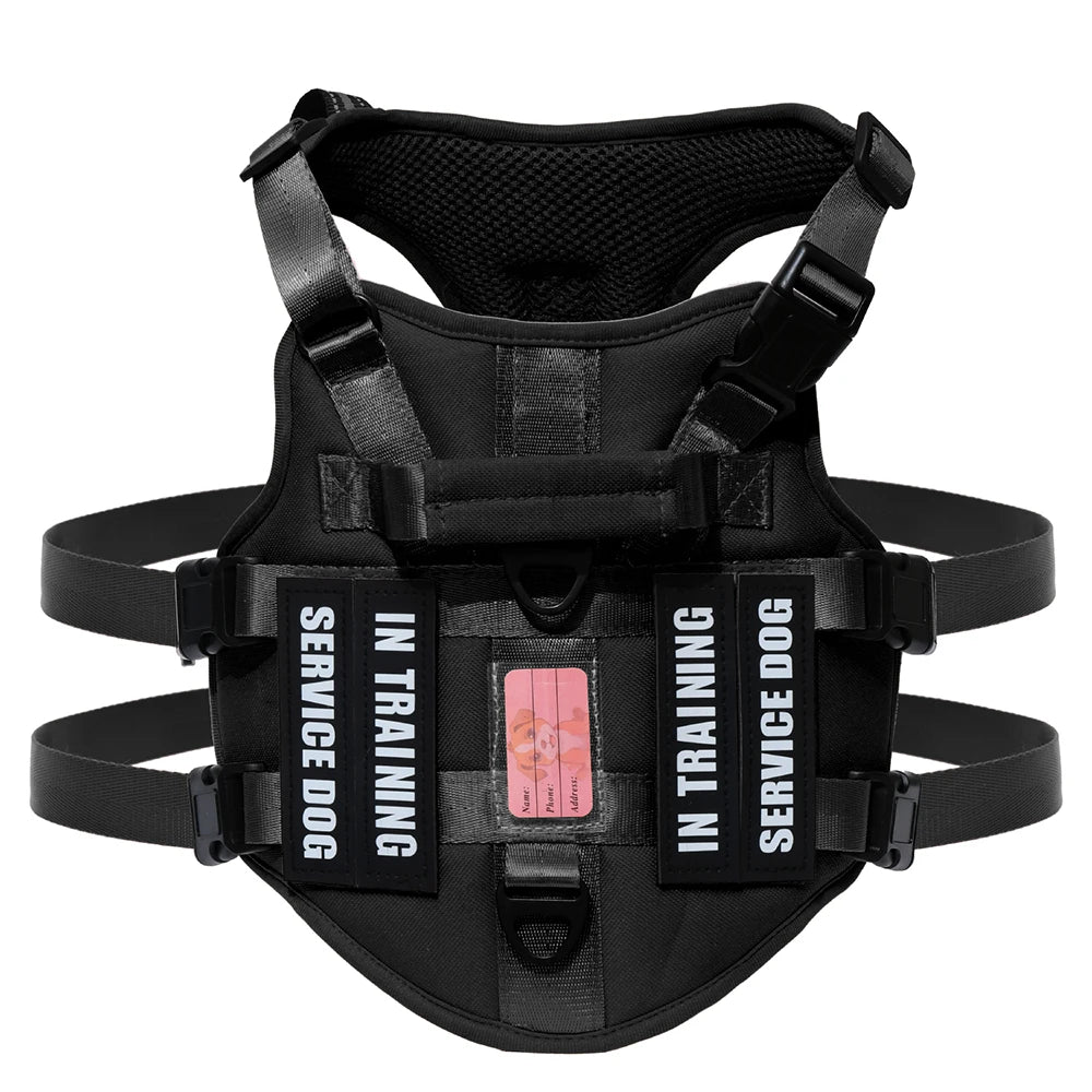Service Dog Vest No Pull Dog Harness with 4 Dog Patches, Reflective Pet Harness with Durable Soft Padded Handle for Training Med