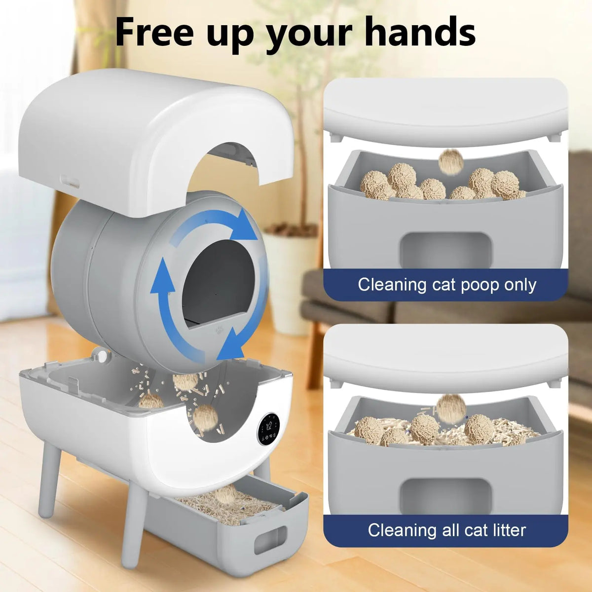 Self Cleaning Cat Litter Box, Large Capacity Automatic Cat Litter Box with App Control & Safety Protection for Multi