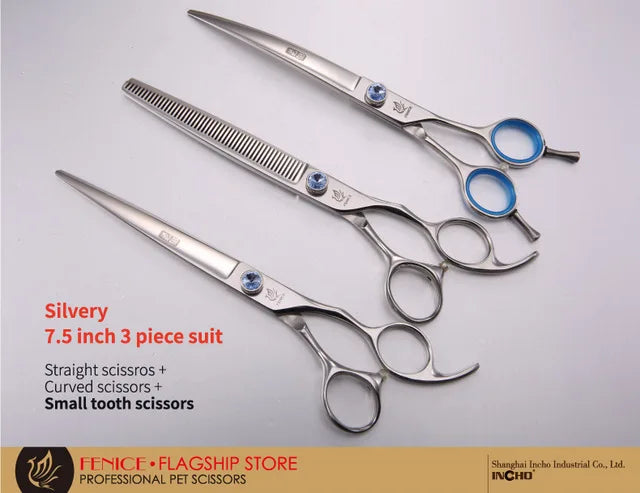 Fenice Dog Scissors Set Straight&Thinning&Curved Pet Grooming Scissors Kits Bichon Teddy Bomei Dog Grooming Shears Set Tool Set