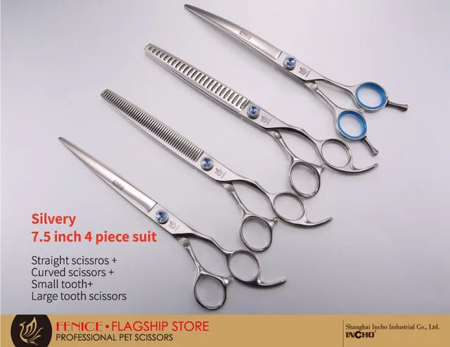 Fenice Dog Scissors Set Straight&Thinning&Curved Pet Grooming Scissors Kits Bichon Teddy Bomei Dog Grooming Shears Set Tool Set