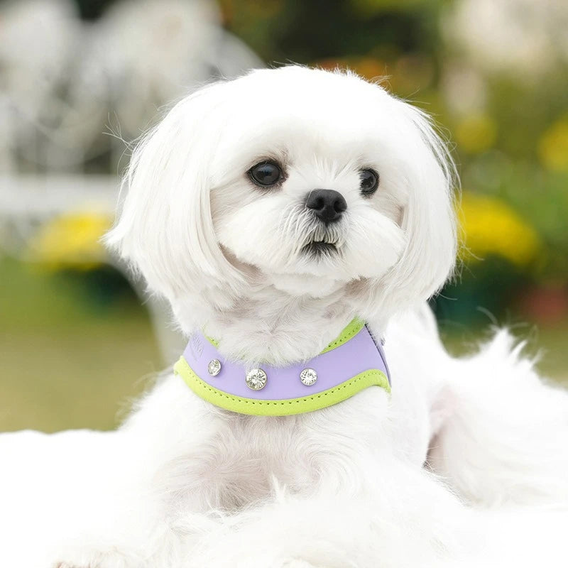 PU Leather Dog Cat Harness Vest and Leash Set Imitation Diamond Pet Harness Puppy Small Dog Cat Harness Pet Supplies Accessories