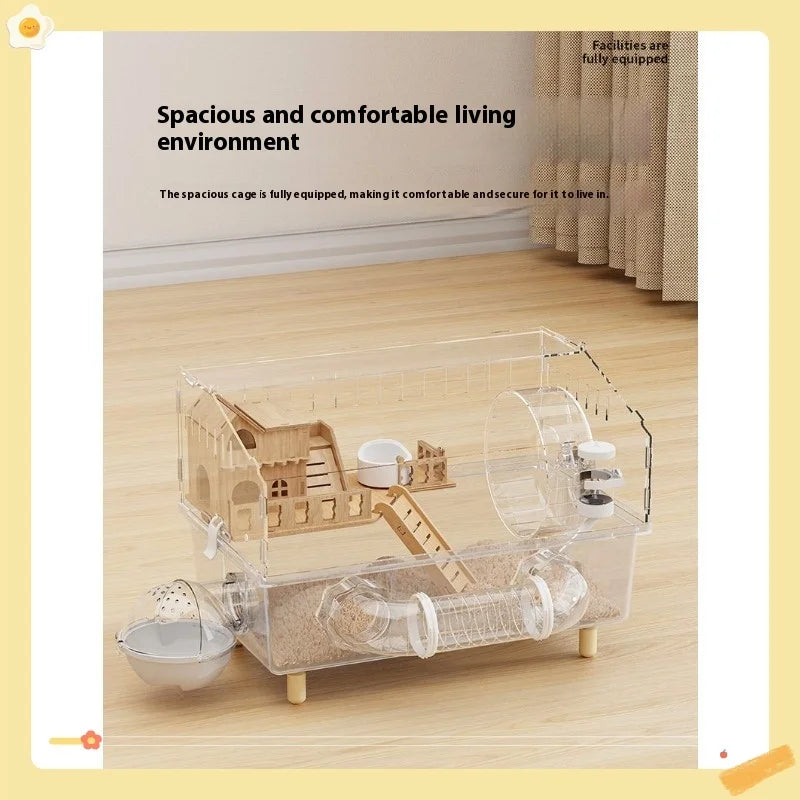 Hamster Cage for Hamster Spacious Clear Acrylic Rodent Home With Accessories Gerbil Mouse Habitat Small Pet Supplies