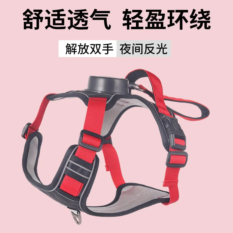 Automatic retractable dog leash with chest and back strap dog rope integrated vest reflective vest for pets pet supplies