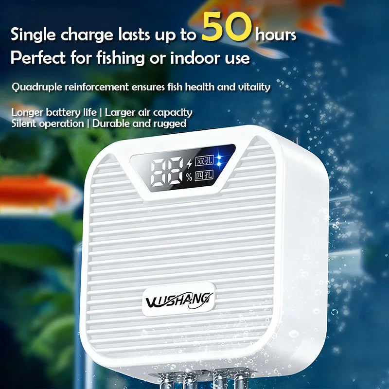 3W Aquarium Oxygen Pump Fishing Oxygenator Outdoor Fish Tank Usb Rechargeable Oxygenator Mute Dual/Four Outlets