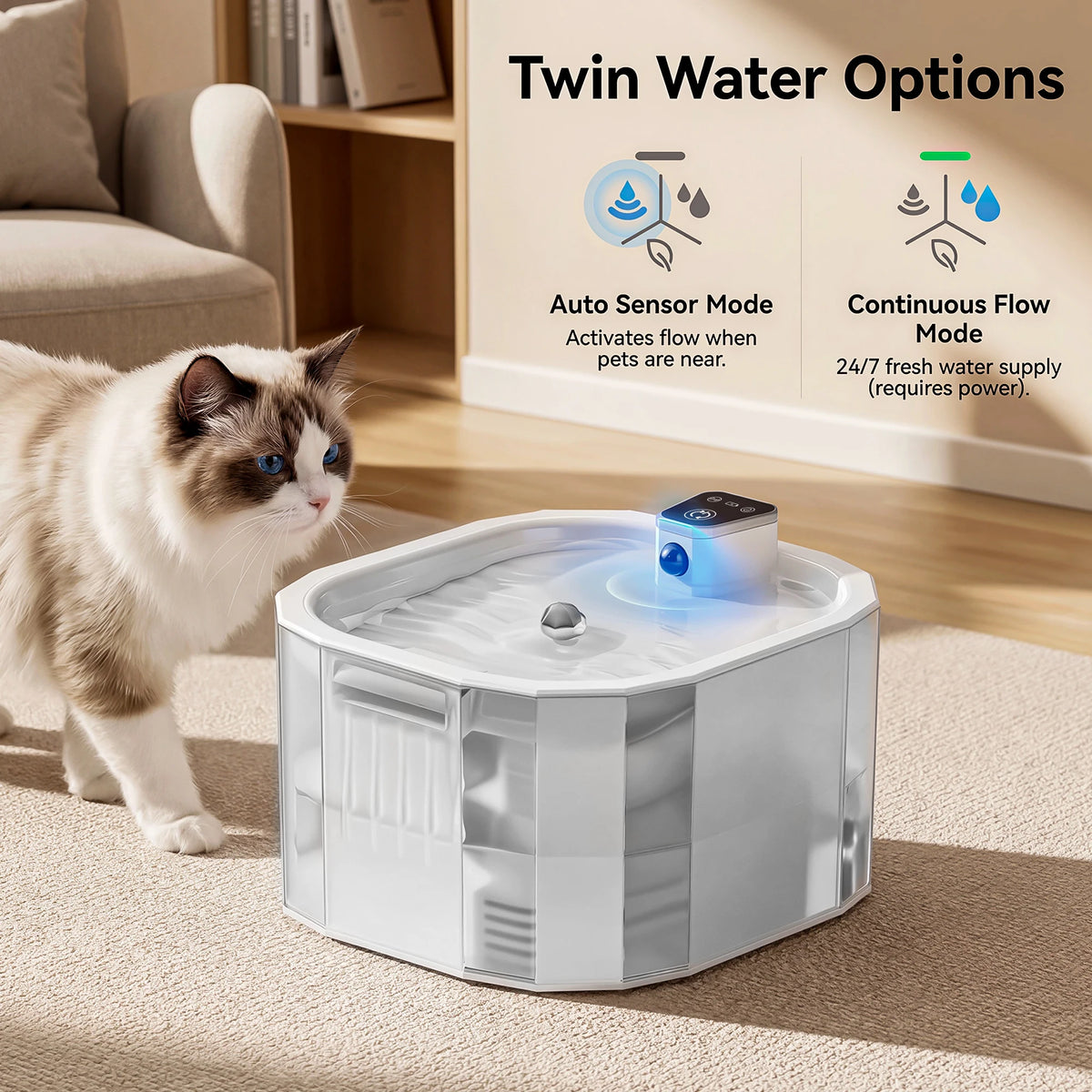 Wireless Cat Water Fountain 2200mAh Motion Sensor Auto Pet Water Dispenser Ultra Quiet Pump Filter USB Rechargeable Home Travel