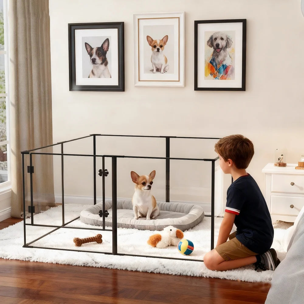 Large Acrylic Dog Playpen Enclosure Indoor Pet Cage Fence Cat Kitten Rabbit Bunny Hedgehog Pet Whelping Box Full Visibility
