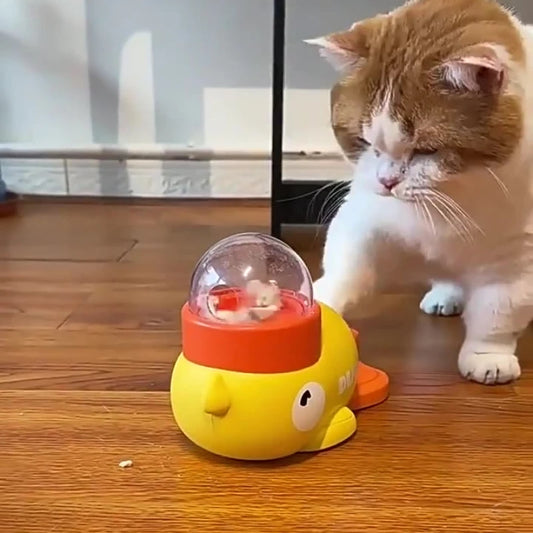 Cat Toys for Self-Entertainment, Cat Teaser Stick, Pet Snacks, Freeze-Dried Little Yellow Duck Launcher, Kitten Treat-Dispensing Toy
