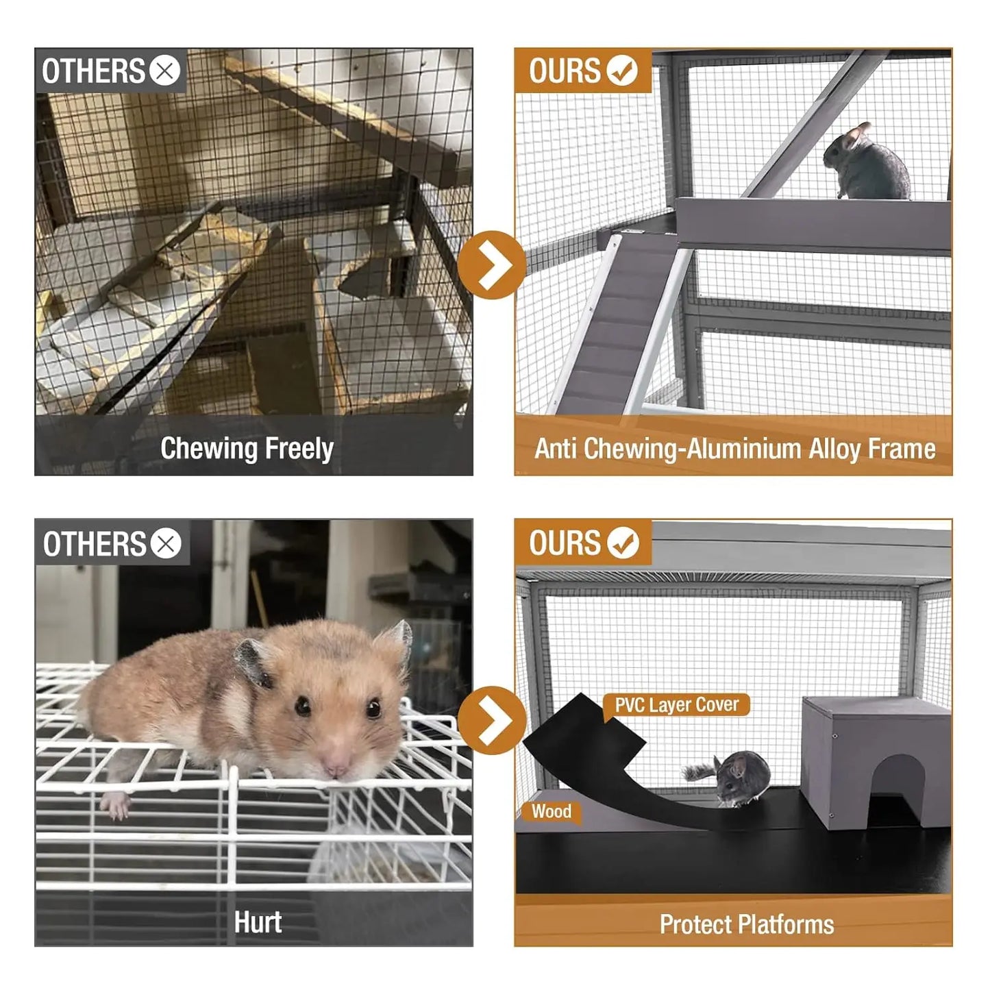 Ferret Cage Chinchilla House Large 4 Levels Critter Nation Cage Perfect for Ferret,Chinchilla, Rat, Squirrel,, Customized