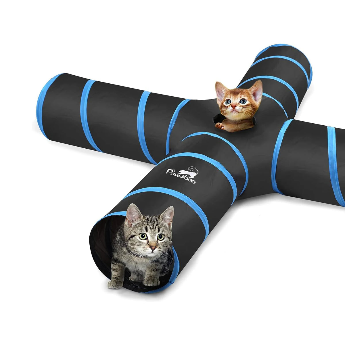 Pawaboo Cat Toys Cat Tunnel Tube Extensible Collapsible Play Tent Interactive Toy Maze Cats House with Balls and Bells for Cats