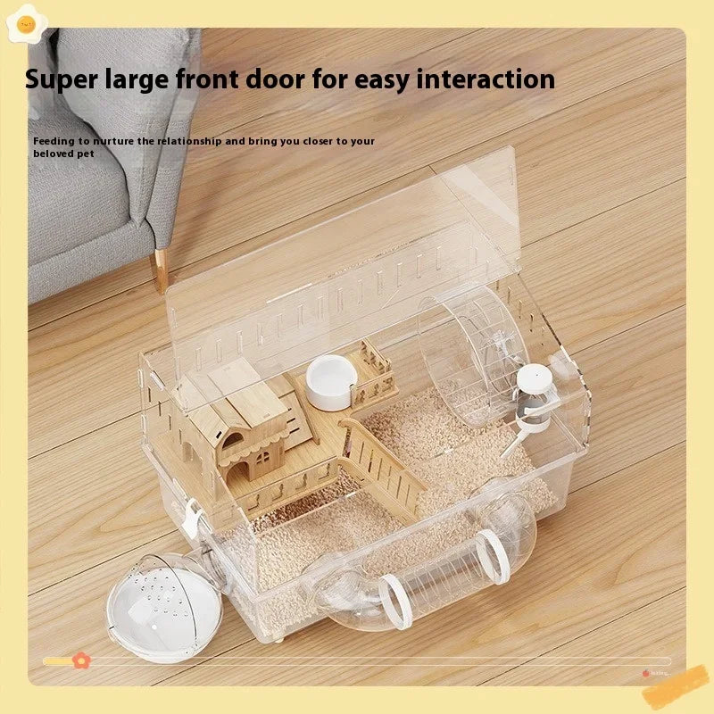 Hamster Cage for Hamster Spacious Clear Acrylic Rodent Home With Accessories Gerbil Mouse Habitat Small Pet Supplies