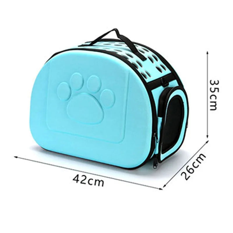 Foldable Portable Pet Carriers Bag EVA Multihole Breathable Dog Cat Carrier Bags Outdoor Travel Pets Cats Handbag Safety Zippers