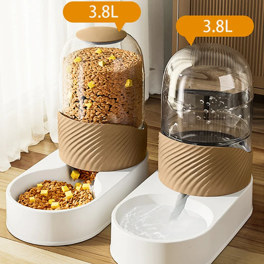 2/3.8L Pet Automatic Feeder Cat Water Dispenser Dog Automatic Feeder Cat Dog Water Dispenser Pet Bowl Combination Pet Supplies