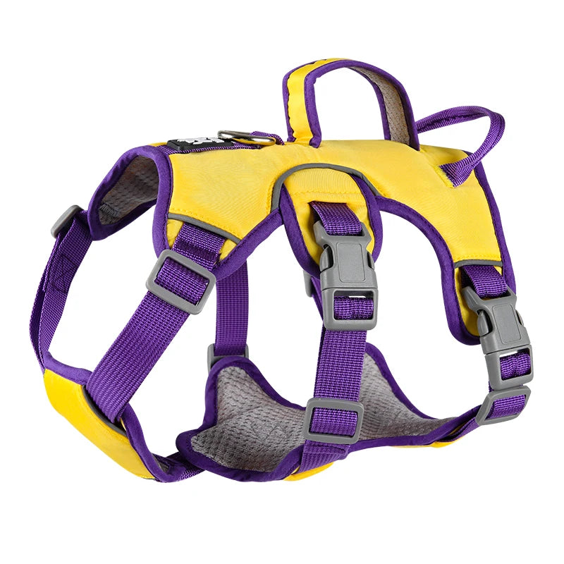 No-tension dog harness for outdoor walking, breathable, reflective, adjustable small dog harness, French bulldog pet supplies