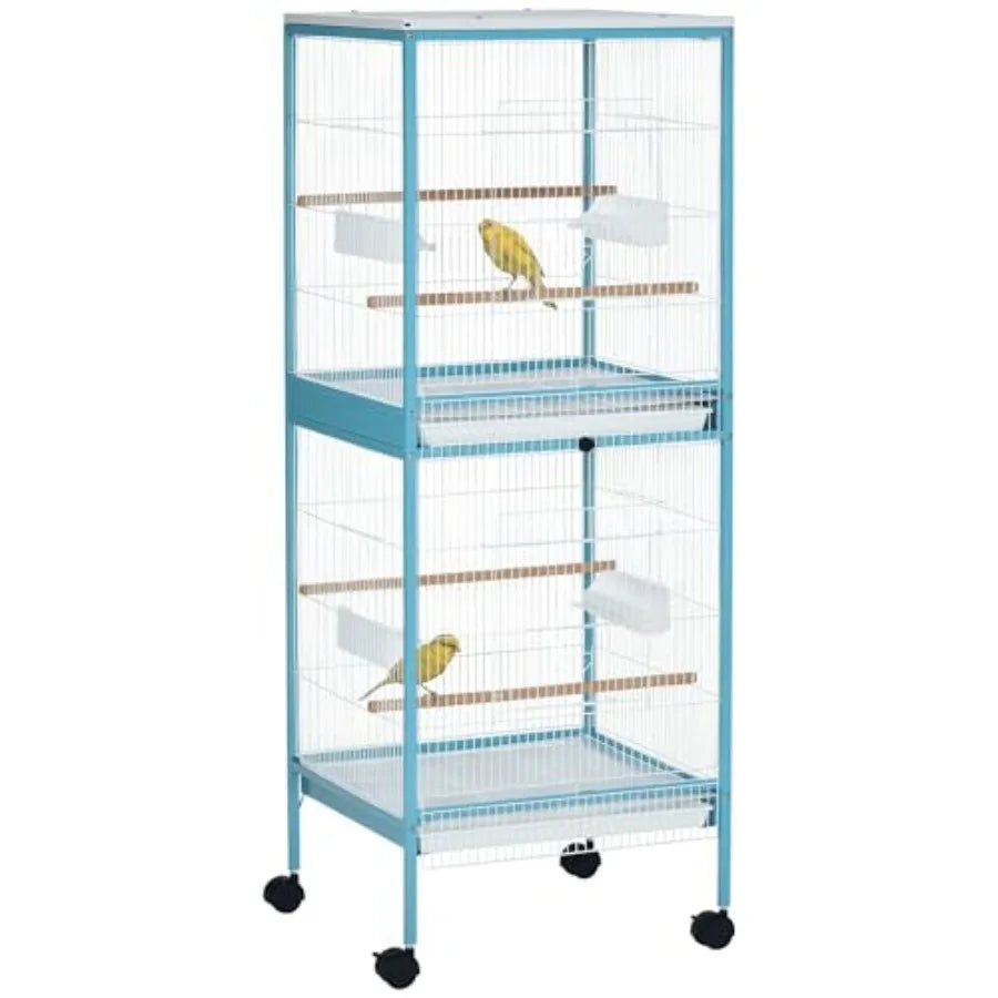 Large Bird Cage with 1.7 ft. Width for Wingspan, Bird Aviary Indoor with Multi-Door Design, Fit for a Canary, Finch, Conure, 55