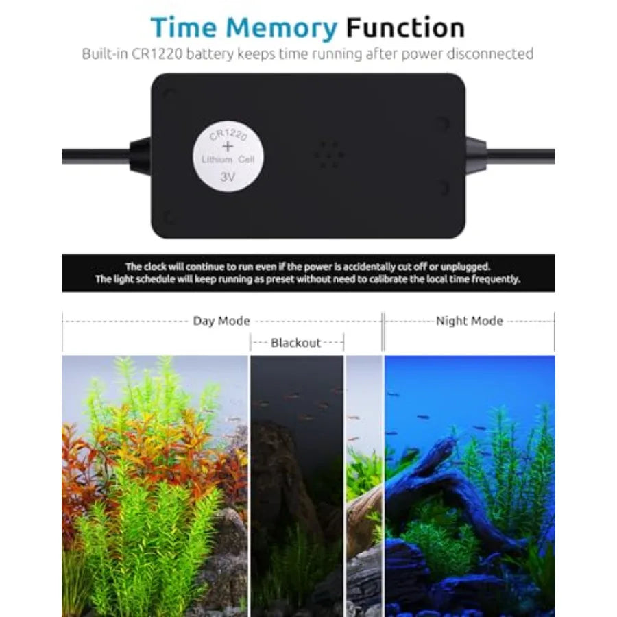 LED Aquarium Plant Light, 24/7 Custom Timer, Power-Off Memory, 7-Row LEDs 30-36in Full Spectrum Fish Tank Lights, 8 Colors, 20
