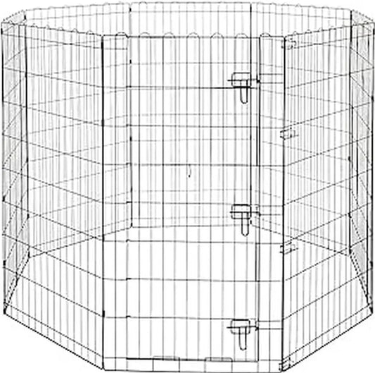 Foldable Dog Playpen 48 Inch Tall Octagonal Exercise Pen for Indoor Outdoor Use with Single Door 8 Panels Easy Assembly Black