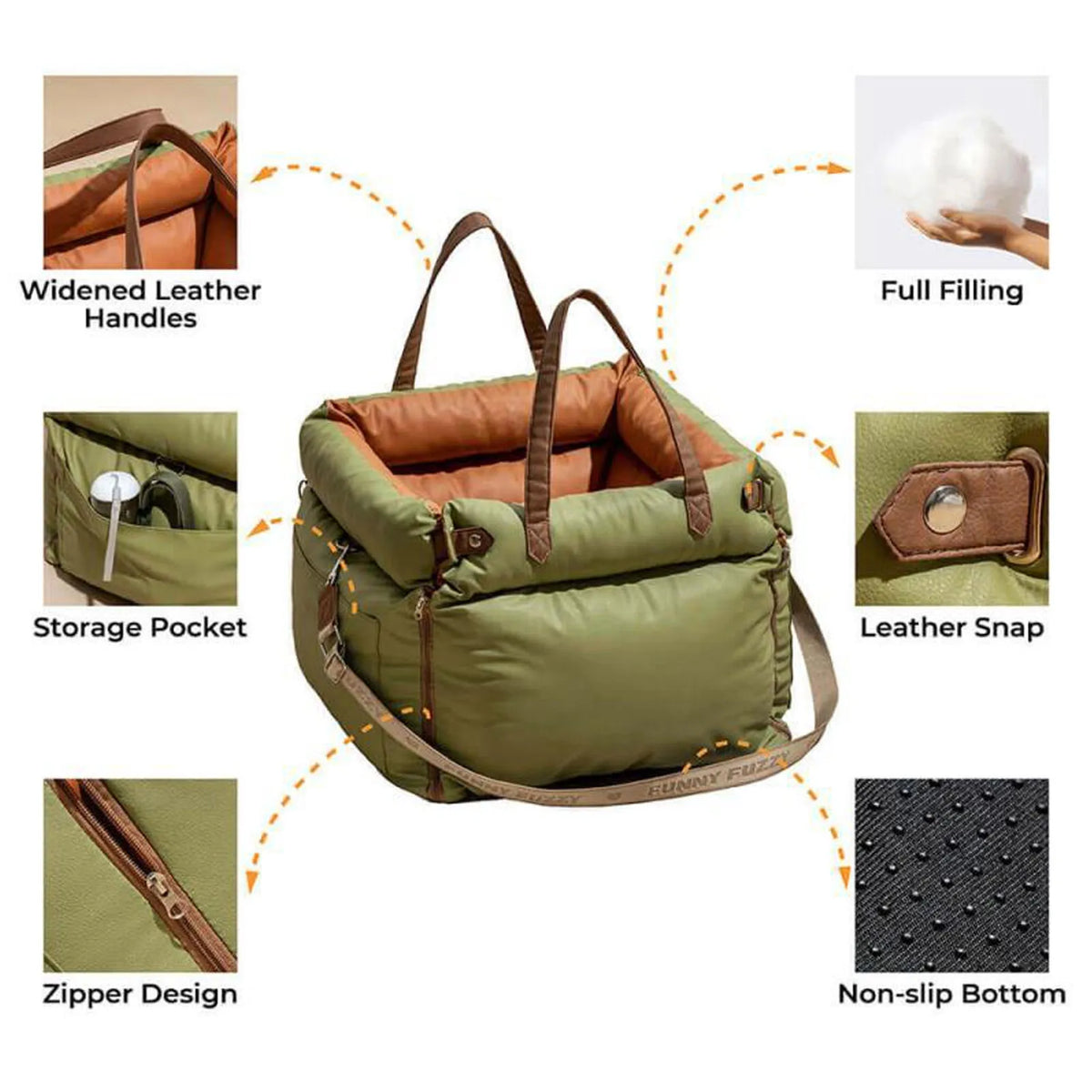 Puppy Car Seat Pet Travel Bed Portable Travel Outdoor Detachable Washable Pet Car Seat with Harness for Dogs Cats