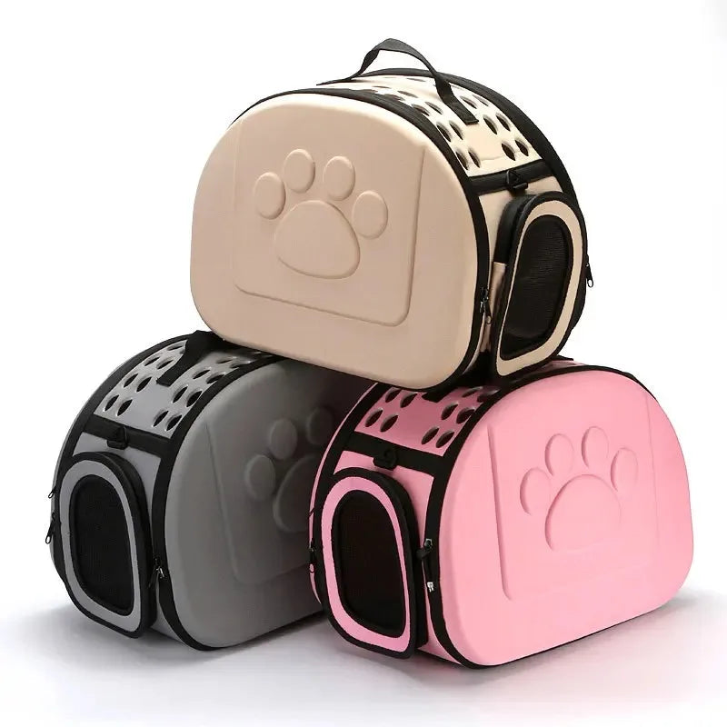 Foldable Portable Pet Carriers Bag EVA Multihole Breathable Dog Cat Carrier Bags Outdoor Travel Pets Cats Handbag Safety Zippers