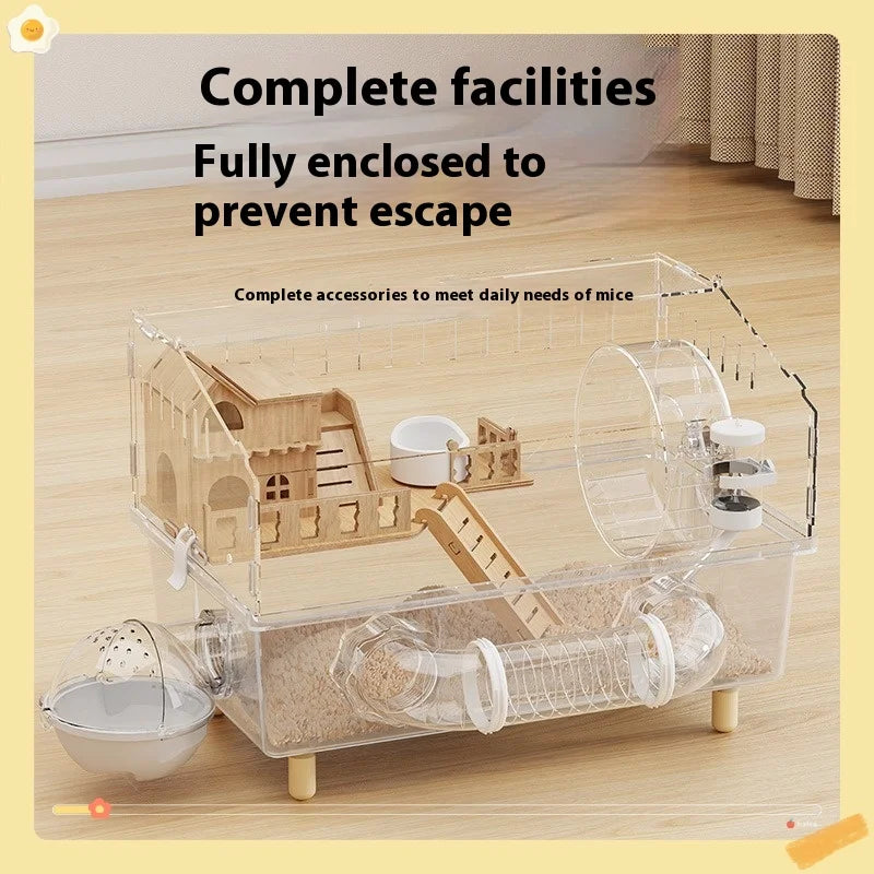 Hamster Cage for Hamster Spacious Clear Acrylic Rodent Home With Accessories Gerbil Mouse Habitat Small Pet Supplies