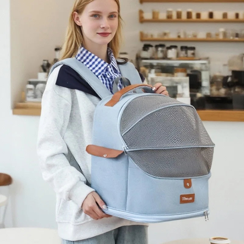 Stylish Cat Backpack Carrier Large Capacity Breathable Foldable Pet Travel Bag for Cats Small Dogs with Wide Opening