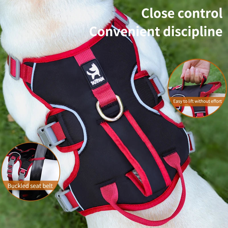 No-tension dog harness for outdoor walking, breathable, reflective, adjustable small dog harness, French bulldog pet supplies