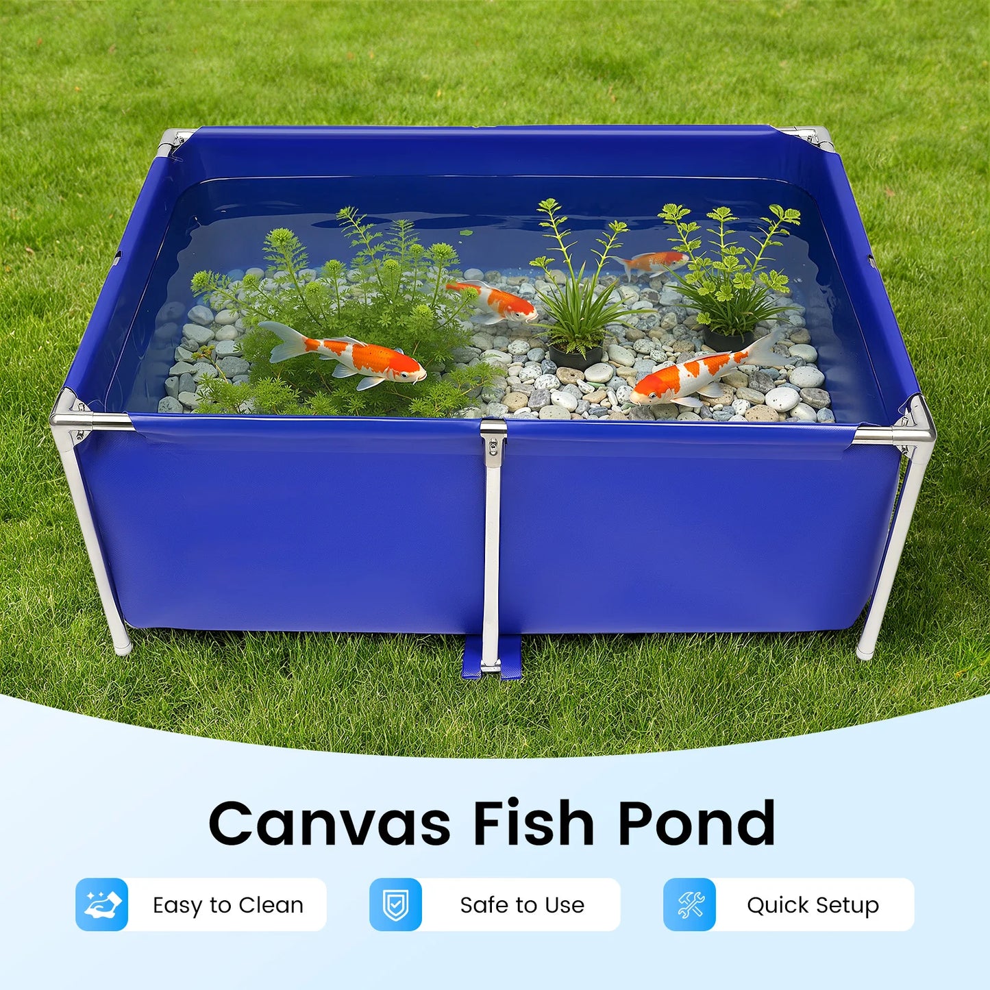 Portable Fish Tank 120 Gallon, Outdoor Canvas Aquaculture Pond with Stainless Steel Frame, or Fish Shrimp Lobster Breeding