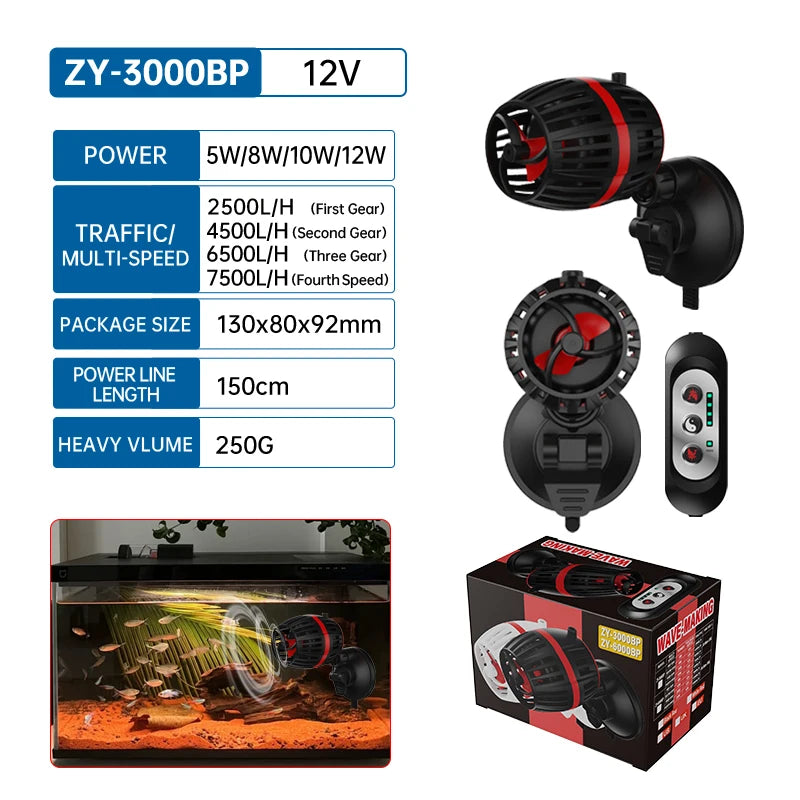110V-240V fish tank wave pump bottom blow ultra-quiet small variable frequency circulation pump fecal blower sea tank flow pump