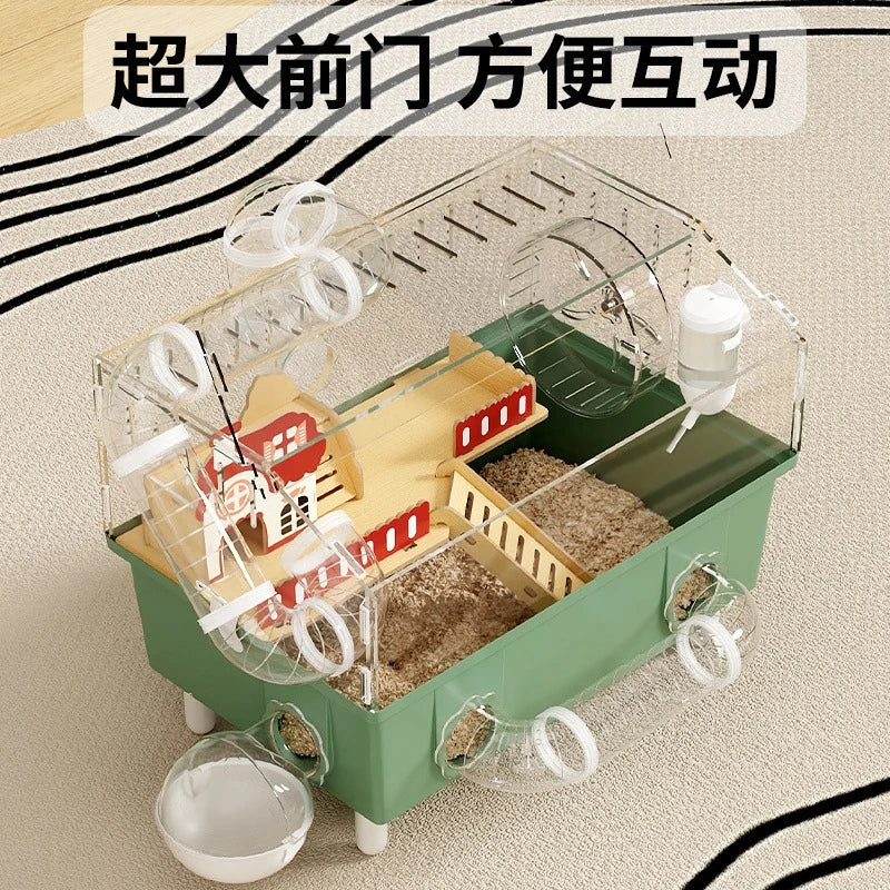 Luxury Transparent Hamster Villa Cage With Raised Tunnel And Scenic Habitat For Dwarf Hamsters For Kids And Pet Lovers Display