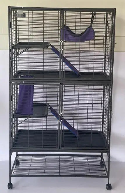 Garvee 64-Inch Rolling Metal Ferret Cage Large 4/3/1 Tier Critter Nation Cage Small Animal Cage for Pet Rat Hamster Guinea Chinchilla For Patio Backyard Cats
