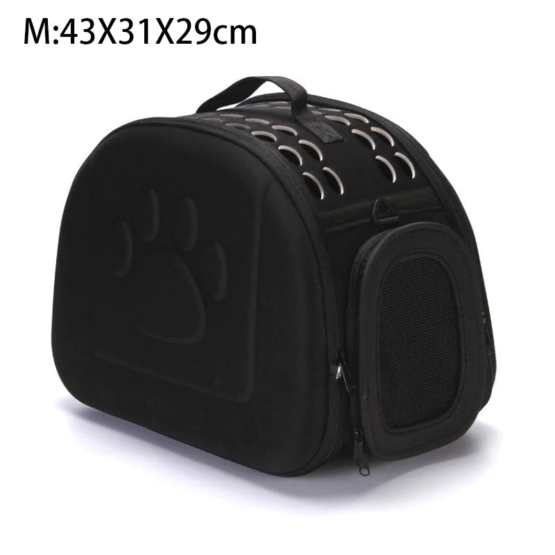 Foldable Portable Pet Carriers Bag EVA Multihole Breathable Dog Cat Carrier Bags Outdoor Travel Pets Cats Handbag Safety Zippers