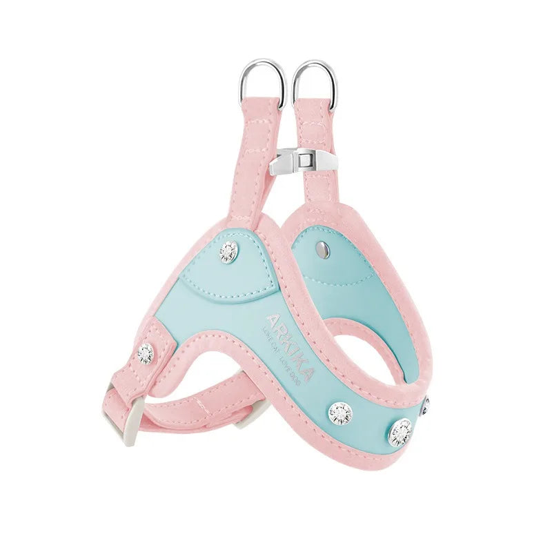 PU Leather Dog Cat Harness Vest and Leash Set Imitation Diamond Pet Harness Puppy Small Dog Cat Harness Pet Supplies Accessories