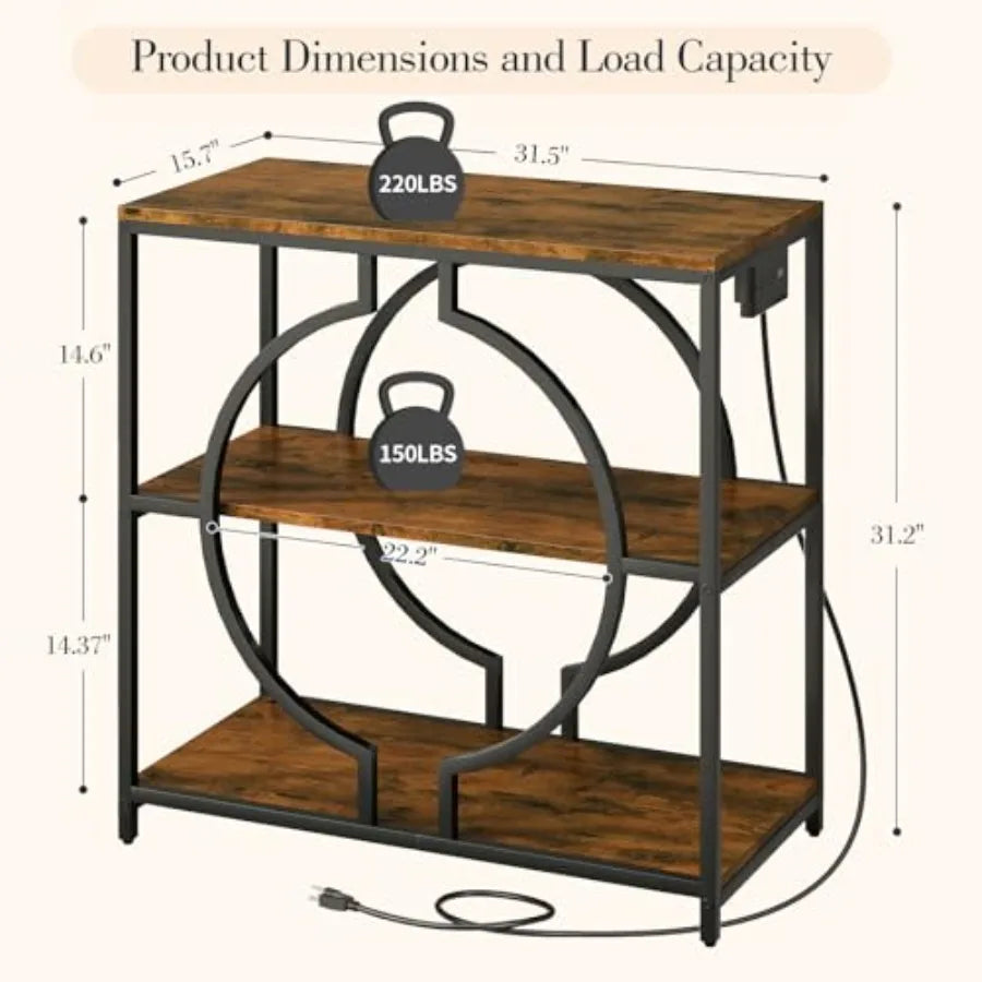 20-29 Gallon Aquarium Stand with Power Outlet, 3 Tier Heavy Duty Metal Fish Tank Stand with Storage Shelf, Fish Tank Table for