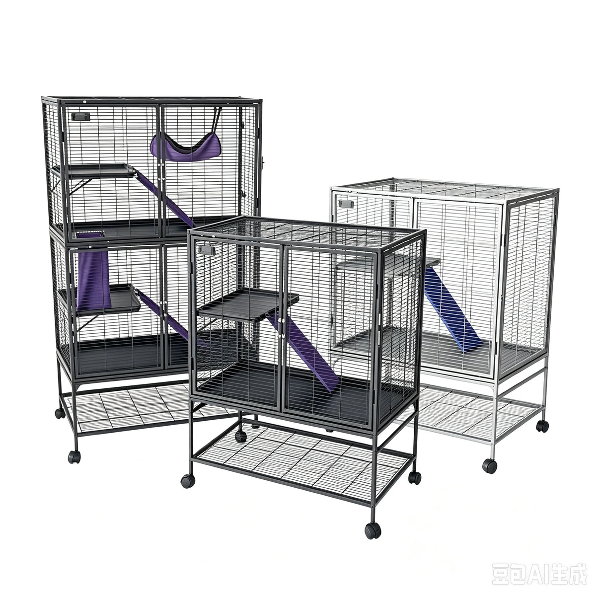 Garvee 64-Inch Rolling Metal Ferret Cage Large 4/3/1 Tier Critter Nation Cage Small Animal Cage for Pet Rat Hamster Guinea Chinchilla For Patio Backyard Cats