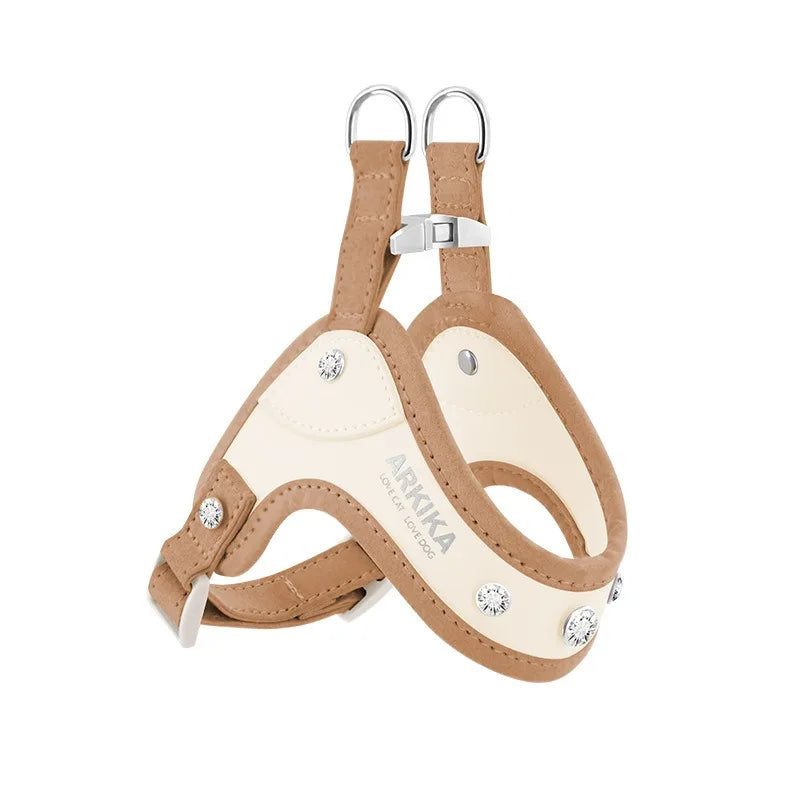 PU Leather Dog Cat Harness Vest and Leash Set Imitation Diamond Pet Harness Puppy Small Dog Cat Harness Pet Supplies Accessories