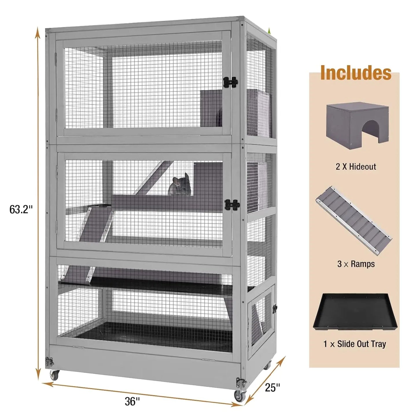 Ferret Cage Chinchilla House Large 4 Levels Critter Nation Cage Perfect for Ferret,Chinchilla, Rat, Squirrel,, Customized