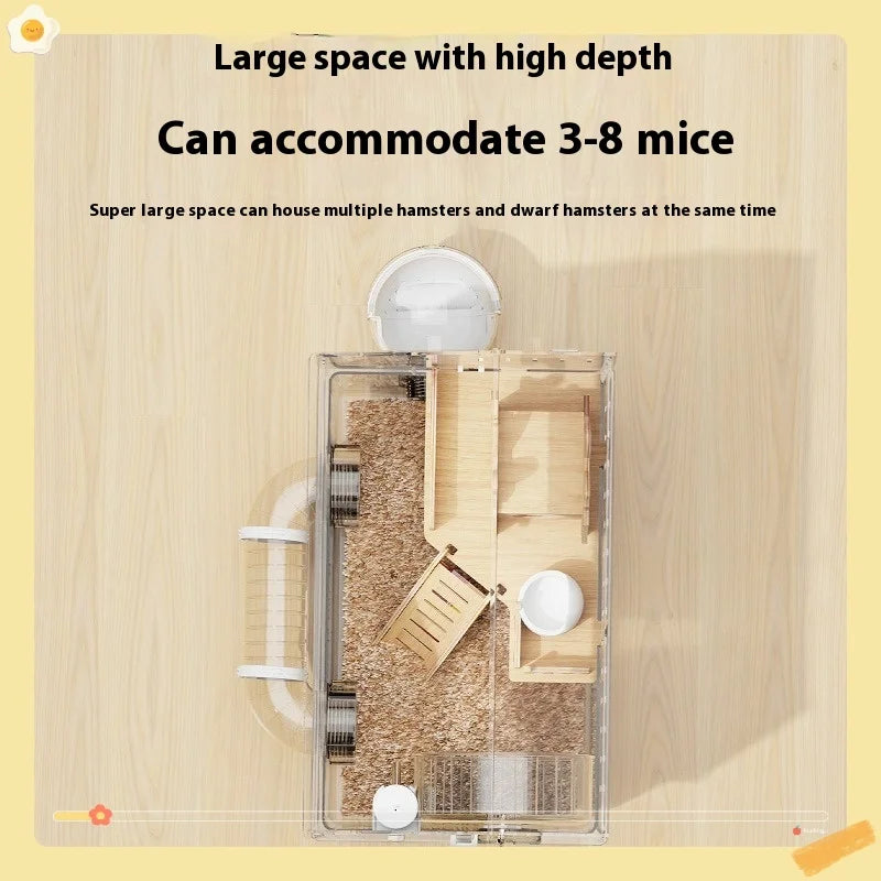 Hamster Cage for Hamster Spacious Clear Acrylic Rodent Home With Accessories Gerbil Mouse Habitat Small Pet Supplies