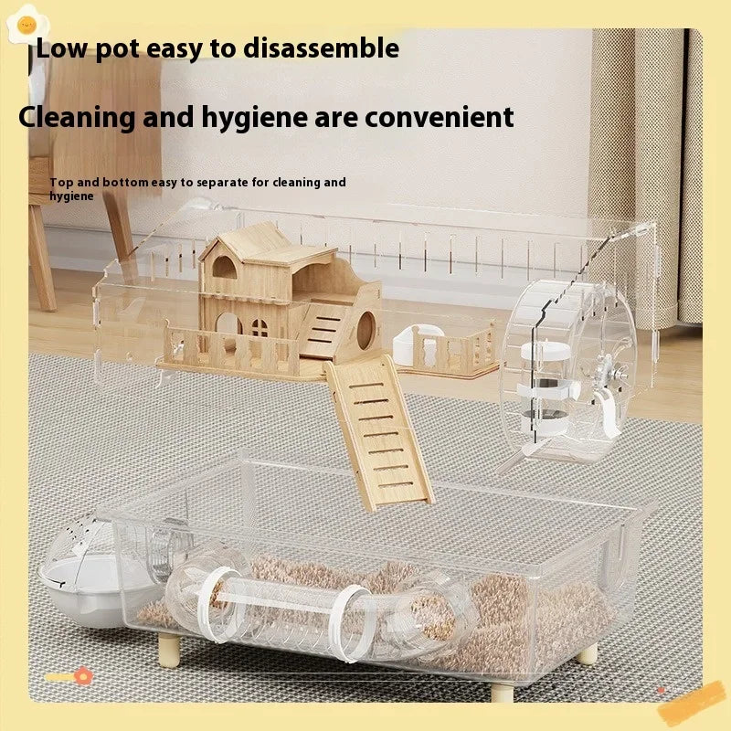 Hamster Cage for Hamster Spacious Clear Acrylic Rodent Home With Accessories Gerbil Mouse Habitat Small Pet Supplies