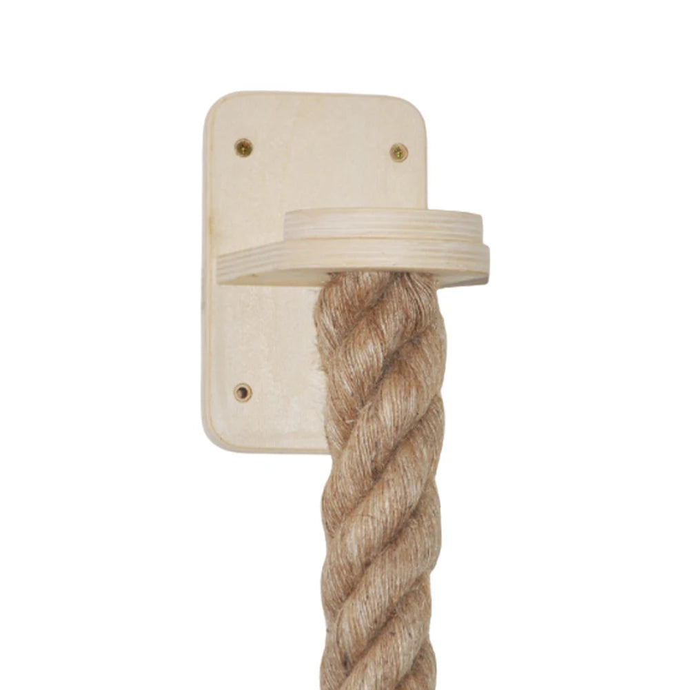 Cat Climbing Rope with Wood Platform Wall Mounted Rope Reusable Claw Grinding Tool for Cat Furniture Scratcher Play Equipment