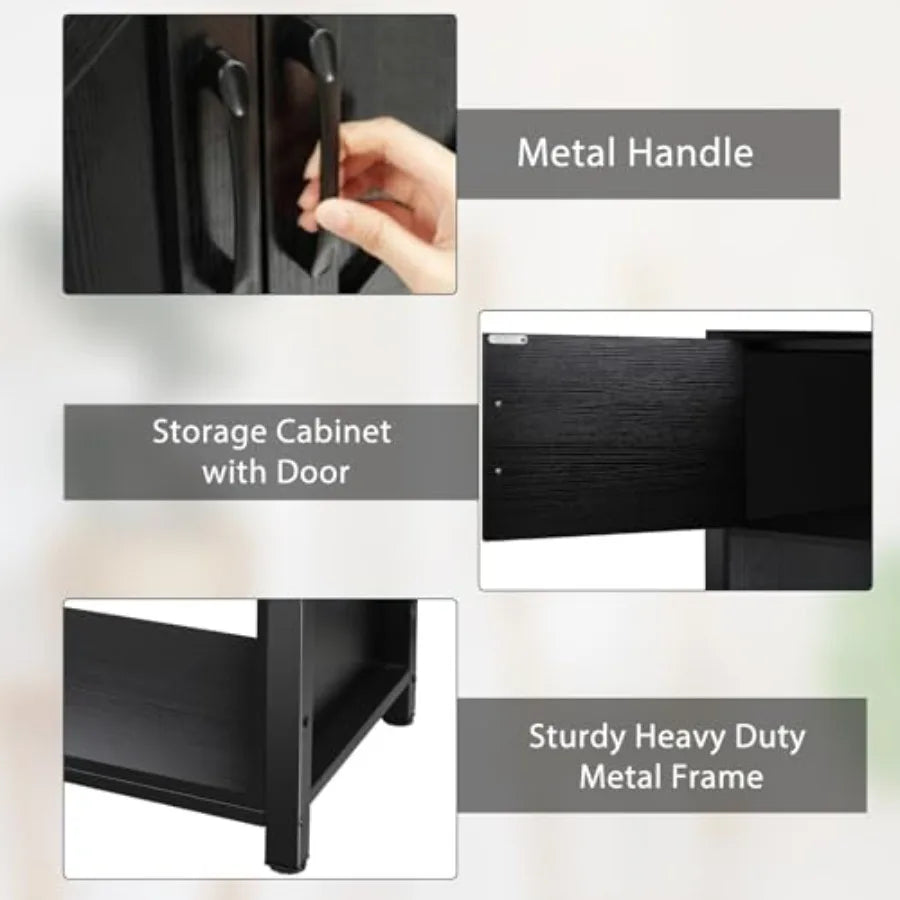 40 Gallon Tank Stand with Cabinet and Power Outlets, Heavy Duty Metal Aquarium Stand for Breeder Tank, Turtle Tank, Double Terr
