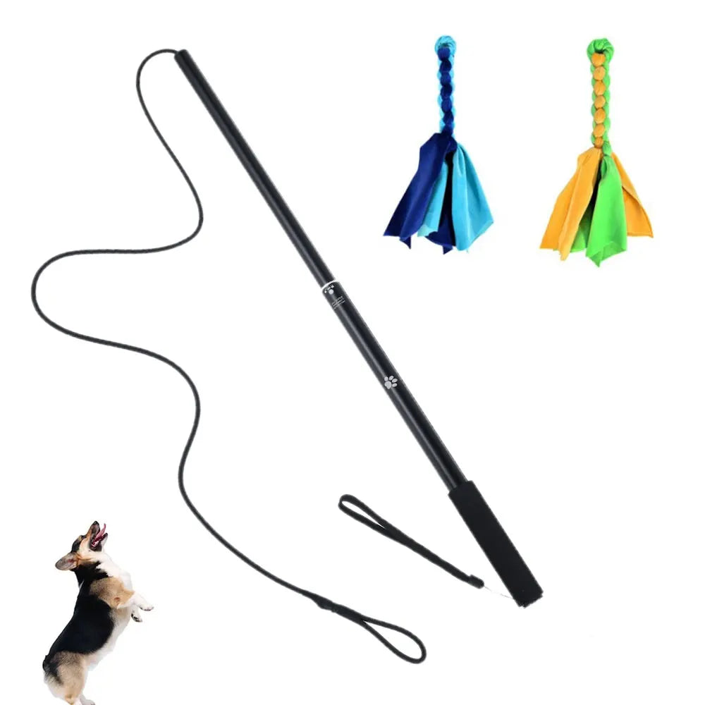 Retractable Dog Stick Interactive Dog Toys Extendable Flirt Pole Funny Chasing Tail Teaser And Exerciser For Pets Outdoor Toy