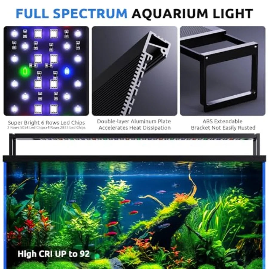 24/7 LED Aquarium Light for 30-36 Inch Fish Tank, Auto On Off with Timer, 9 Colors, Adjustable Brightness, Daylight Moonlight M