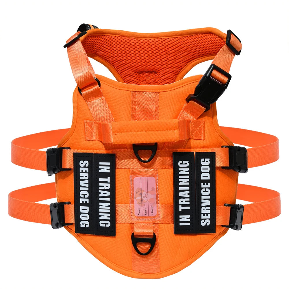 Service Dog Vest No Pull Dog Harness with 4 Dog Patches, Reflective Pet Harness with Durable Soft Padded Handle for Training Med