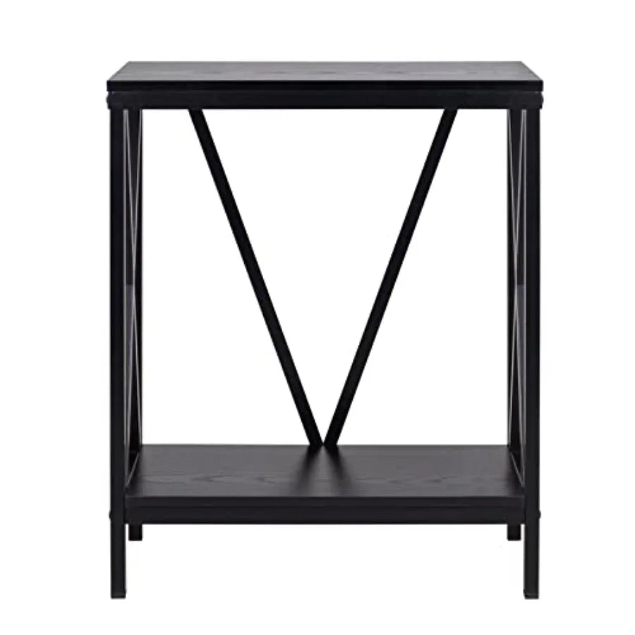 20 Gallon Metal/Wood, Aquarium Stand, Console Table, 24.2" L x 28" W, Black