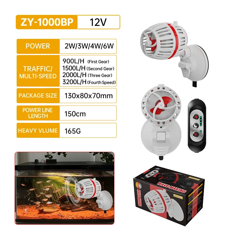 110V-240V fish tank wave pump bottom blow ultra-quiet small variable frequency circulation pump fecal blower sea tank flow pump